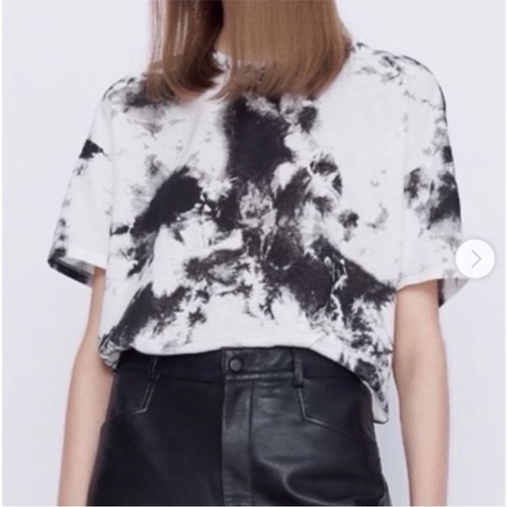 ZARA Woman Multicolor tie-dye T-SHIRT Round Neck Cropped Size S